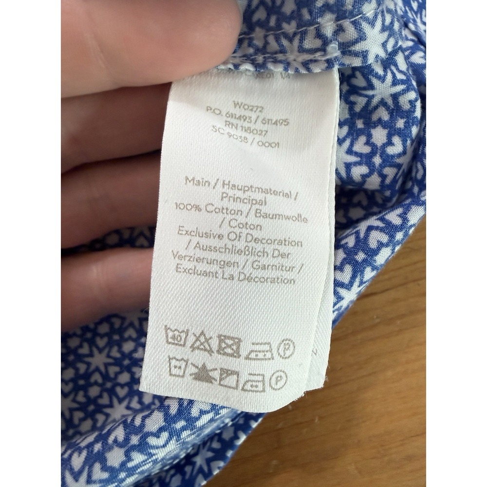 Boden Cora Star Print Peasant Blouse Size 8 Blue 100% Cotton Boho Top No String - Picture 7 of 8
